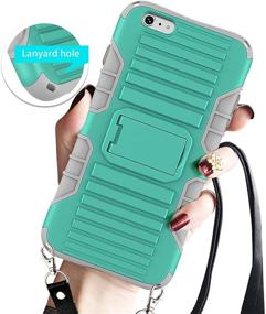 img 1 attached to Protective E-Tree Crossbody Lanyard Case for iPhone 6 Plus / 6S Plus with Kickstand Stand - Shockproof, Dual Layered and Detachable Neck Strap - Ideal for Outdoors, Kids, and Elderly - Green