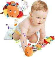 🐛 интерактивная многцветная игрушка для младенцев "гусеница" с дизайном линейки, колокольчиками и трещоткой - обучающая мягкая игрушка для новорожденных, мальчиков, девочек старше 3 месяцев от jcobay. логотип