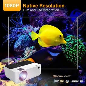 img 3 attached to Wsky портативный видеопроектор - наружный домашний кинотеатр, LED LCD HD 1080p, два динамика, совместим с DVD, телефонами, ноутбуками, HDMI, телевизорами, PS4, ПК