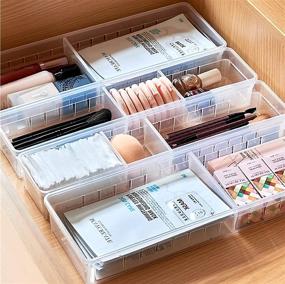 img 3 attached to MineSign Set of 4 Plastic Desk Drawer Organizers - Makeup, Cosmetic, Flatware Dividers for Office, Room, Kitchen