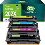 🖨️ greenbox compatible toner cartridges for hp 202x 202a - cf500x cf501x cf502x cf503x - color laserjet pro m281fdw m281cdw m254dw m254 m254nw printer tray - (1 bk 1 cy 1 ma 1 ye) logo