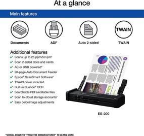 img 3 attached to 📄 Epson ES-200 Color Portable Document Scanner with ADF for PC and Mac: Sheet-fed and Duplex Scanning Capabilities
