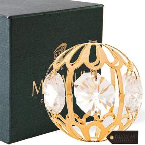 img 3 attached to 🎄 Matashi 24K Gold Plated Crystal Studded Christmas Hanging Ornament, 1.5" Ball Gold Decorations for Tree, Luxury Rich Holiday Wedding Party Decor, Gift Boxed with Storage Pouch