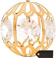 🎄 matashi 24k gold plated crystal studded christmas hanging ornament, 1.5" ball gold decorations for tree, luxury rich holiday wedding party decor, gift boxed with storage pouch logo