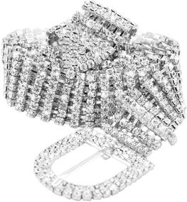 img 4 attached to Shiny Rhinestone Women Girls D Buckle Women's Accessories and Belts