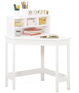 🖥️ utex corner desk with storage and hutch | compact study computer desk for small spaces | reversible hutch for girls & boys - white logo