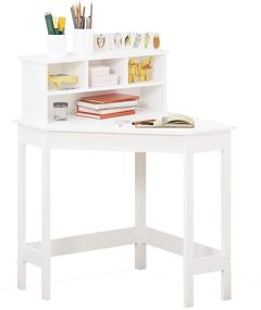 img 4 attached to 🖥️ UTEX Corner Desk with Storage and Hutch | Compact Study Computer Desk for Small Spaces | Reversible Hutch for Girls & Boys - White