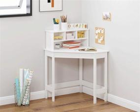 img 3 attached to 🖥️ UTEX Corner Desk with Storage and Hutch | Compact Study Computer Desk for Small Spaces | Reversible Hutch for Girls & Boys - White