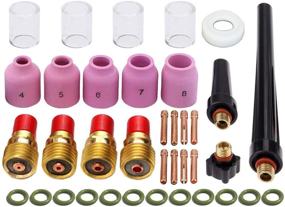 img 4 attached to 37-Piece TIG Welding Torch Gas Lens Kit Accessories for DB SR WP 9 20 25 🔥 Tig Welding Torch, includes #10 Pyrex Cup, Alumina Nozzle, Collet, Gas Lens Collets Body, Cup Gasket, and more
