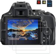 защитные стеклянные экраны камеры nikon d5300 d5500 d5600 - 3 упаковки + крышка горячего башмака и комбинированный адаптер macro sd/tf карт. логотип