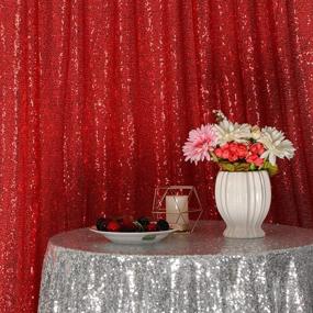 img 2 attached to 🎉 Juya Delight 4ft x 6ft Red Sequin Backdrop Curtain: Perfect Party & Wedding Photography Solution