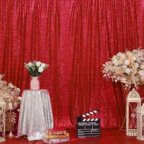 img 4 attached to 🎉 Juya Delight 4ft x 6ft Red Sequin Backdrop Curtain: Perfect Party & Wedding Photography Solution