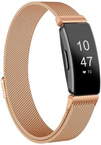 img 4 attached to Amzpas Stainless Steel Loop Mesh Magnetic Adjustable Wristband for Fitbit Inspire 2, Inspire HR, Inspire & Ace 2 - Breathable, Small Size, Rose Gold, Women's and Men's Compatible Bands