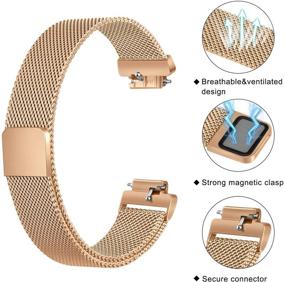 img 2 attached to Amzpas Stainless Steel Loop Mesh Magnetic Adjustable Wristband for Fitbit Inspire 2, Inspire HR, Inspire & Ace 2 - Breathable, Small Size, Rose Gold, Women's and Men's Compatible Bands