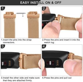 img 1 attached to Amzpas Stainless Steel Loop Mesh Magnetic Adjustable Wristband for Fitbit Inspire 2, Inspire HR, Inspire & Ace 2 - Breathable, Small Size, Rose Gold, Women's and Men's Compatible Bands
