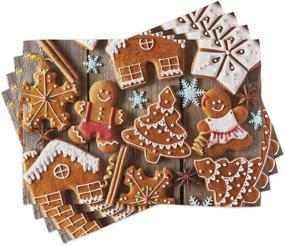 img 4 attached to Ambesonne Gingerbread Traditional Placemats with Snowflake Design