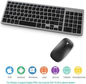 img 2 attached to 🔌 Compact Rechargeable Bluetooth Keyboard and Mouse Combo for iPad/iPhone (iPadOS 13/iOS 13+), Grey - Buy Online