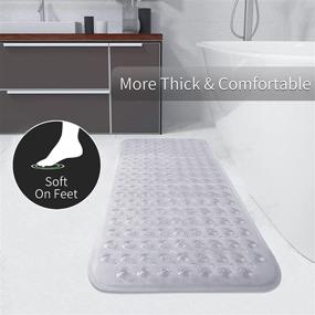 img 2 attached to 🛀 Yimobra Original Bathtub Shower Mat: Non Slip Bath Mat for Tub with Suction Cups, Drain Holes, and Washable Design - Phthalate, Latex, and BPA Free - 31 x 15.3 Inches - Clear Gray