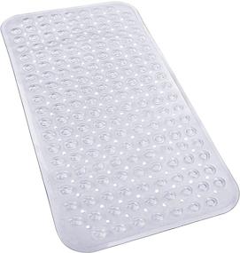 img 4 attached to 🛀 Yimobra Original Bathtub Shower Mat: Non Slip Bath Mat for Tub with Suction Cups, Drain Holes, and Washable Design - Phthalate, Latex, and BPA Free - 31 x 15.3 Inches - Clear Gray