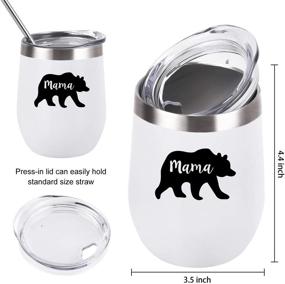 img 3 attached to Gingprous Mama Bear Papa Bear Couple Wine Tumbler Set - Gifts for Couples, New Parents, Pregnancy, New Mom, New Dad - 12 Oz Insulated Stainless Steel Wine Tumbler with Lid (Set of 2, Black & White)