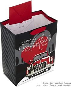 img 1 attached to Romantic Hallmark Vintage Truck Valentine Gift Bag for Him - Large Size with Tissue Paper (Black, Gray, Red) - Ideal for Husband, Boyfriend, or Fiancé