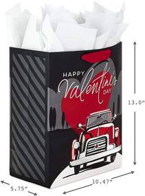 img 2 attached to Romantic Hallmark Vintage Truck Valentine Gift Bag for Him - Large Size with Tissue Paper (Black, Gray, Red) - Ideal for Husband, Boyfriend, or Fiancé