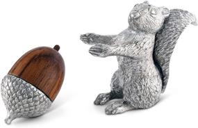 img 2 attached to Pewter Squirrel Salt and Pepper Shaker Set with Wood Acorn - Vagabond House 3 inch Tall Fall Harvest Tableware