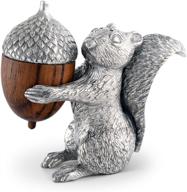 pewter squirrel salt and pepper shaker set with wood acorn - vagabond house 3 inch tall fall harvest tableware logo