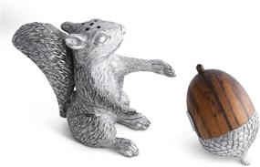 img 3 attached to Pewter Squirrel Salt and Pepper Shaker Set with Wood Acorn - Vagabond House 3 inch Tall Fall Harvest Tableware