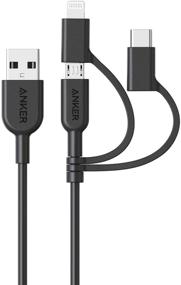 img 4 attached to ⚡ Anker Powerline II 3-in-1 Cable, Lightning/Type C/Micro USB Cable for iPhone, iPad, Huawei, HTC, LG, Samsung Galaxy, Sony Xperia, Android Smartphones, iPad Pro 2018 and More - 3ft, Black