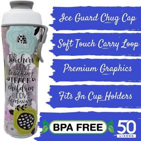 img 3 attached to 🍎 Teacher Water Bottle - BPA Free - Top Christmas Gift for Teachers - Give Bottles as Thank You Gifts & Appreciation for Teachers - Convenient Carry Loop - Made in USA (24 oz., Teacher Floral)