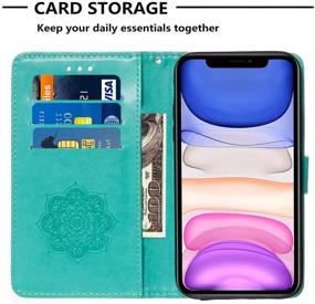 img 3 attached to 📱 JanCalm Чехол для iPhone 11 Wallet - Стильный зеленый чехол из искусственной кожи с держателем для карт и функцией стенда