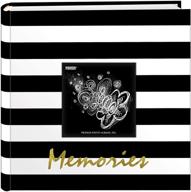 📷 pioneer photo albums black and white striped 4x6 photo album with 200 pockets, gold trim for golden memories logo