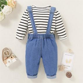 img 1 attached to 👖 Cute Ruffle Sleeve Linen Shirt and Ripped Jeans Set for Toddler Baby Girls - Kids Denim Pants Infant Clothes