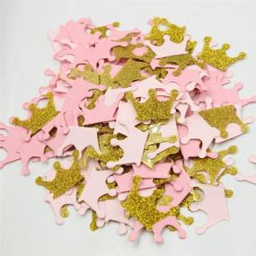 img 3 attached to 👑 Mybbshower Paper Crown Confetti: Princess Birthday Party Table Scatter, Baby Girl Shower Pink Gold Glitter Decorations (Pack of 200)