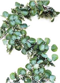 img 2 attached to 🌿 WildIvory Eucalyptus Garland: Realistic Faux Greenery for Wedding Décor, Table Runner, Mantle - Lush Boxwood & Silver Dollar Eucalyptus Leaves