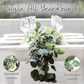 img 1 attached to 🌿 WildIvory Eucalyptus Garland: Realistic Faux Greenery for Wedding Décor, Table Runner, Mantle - Lush Boxwood & Silver Dollar Eucalyptus Leaves