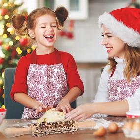 img 1 attached to 🦌 Embossed Rolling Pin with Christmas Deer Pattern - Christmas Wooden Rolling Pin for Baking Festive Embossed Cookies, 14 inch, Ideal Kitchen Tool