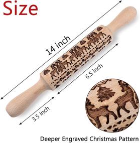 img 3 attached to 🦌 Embossed Rolling Pin with Christmas Deer Pattern - Christmas Wooden Rolling Pin for Baking Festive Embossed Cookies, 14 inch, Ideal Kitchen Tool