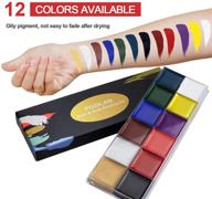 🎨 non-toxic 12 color face body paint kit for kids & adults - ideal for halloween party cosplay - hypoallergenic & professional face painting palette (#01 - 42g / 1.48oz) logo