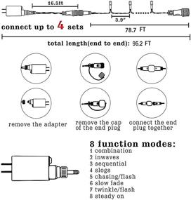 img 3 attached to Dazzle Bright 240 LED Christmas String Lights: Waterproof Fairy Lights for Indoor ✨ and Outdoor Xmas Decorations - 85 FT Connectable Green Wire with 8 Modes (White)