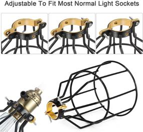 img 2 attached to 💡 Kohree Metal Bulb Guard Lamp Cage: Vintage Industrial Grade, Adjustable 4 Pack for Pendant Light, Lamp Holder, Ceiling Fan - Cage ONLY