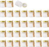 🔍 encheng 1.5 oz clear hexagon jars: small glass jars with lids (golden) - 30 pack | ideal for herbs, foods, jams, liquid, mini spice jars, and storage logo