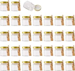 img 4 attached to 🔍 Encheng 1.5 oz Clear Hexagon Jars: Small Glass Jars with Lids (Golden) - 30 Pack | Ideal for Herbs, Foods, Jams, Liquid, Mini Spice Jars, and Storage