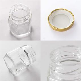 img 2 attached to 🔍 Encheng 1.5 oz Clear Hexagon Jars: Small Glass Jars with Lids (Golden) - 30 Pack | Ideal for Herbs, Foods, Jams, Liquid, Mini Spice Jars, and Storage