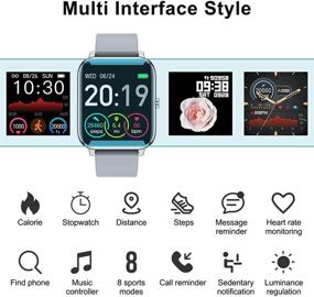 img 3 attached to Donerton Smart Watch - Фитнес трекер для телефонов на базе Android - Монитор сердечного ритма и сна - Трекер активности - Влагозащищенный педометр IP67 Smartwatch - Шагомер - Серый