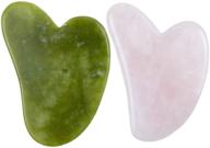auear 2 pack heart shape gua sha rose quartz & jade stone set for effective body and facial massage logo