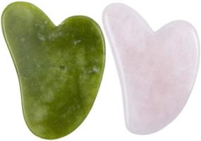 img 4 attached to AUEAR 2 Pack Heart Shape Gua Sha Rose Quartz & Jade Stone Set for Effective Body and Facial Massage