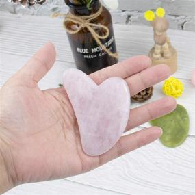 img 2 attached to AUEAR 2 Pack Heart Shape Gua Sha Rose Quartz & Jade Stone Set for Effective Body and Facial Massage