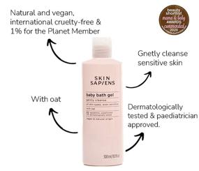 img 2 attached to SKIN SAPIENS Gentle Baby Bath Wash & Shampoo: Natural Oat, Unscented, Vegan Skincare for Sensitive Skin